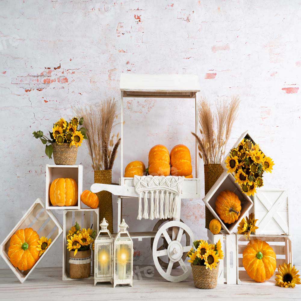 Kate Halloween Fall Pumpkin Trolley Backdrop Designed by Emetselch