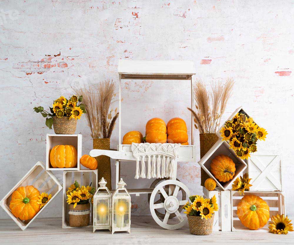 Kate Halloween Fall Pumpkin Trolley Backdrop Designed by Emetselch - Kate Backdrop AU