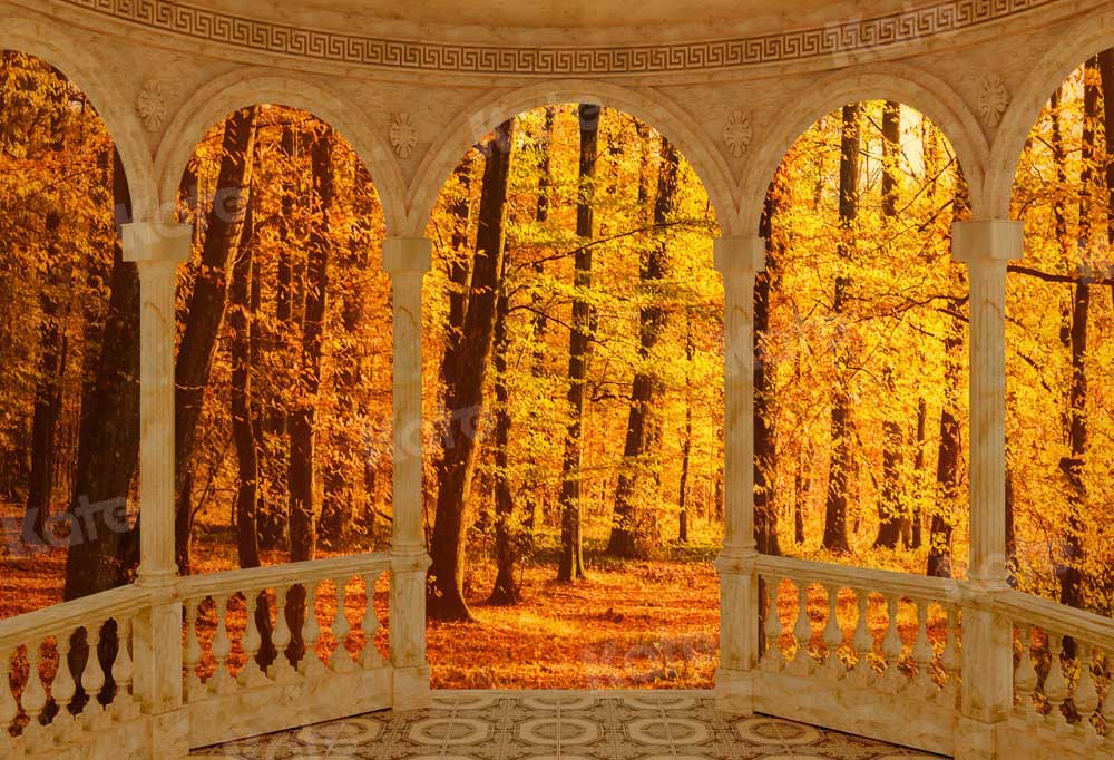Kate Fall Deciduous Woods Backdrop Yelllo Leaves Roman Designed by Chain Photography - Kate Backdrop AU