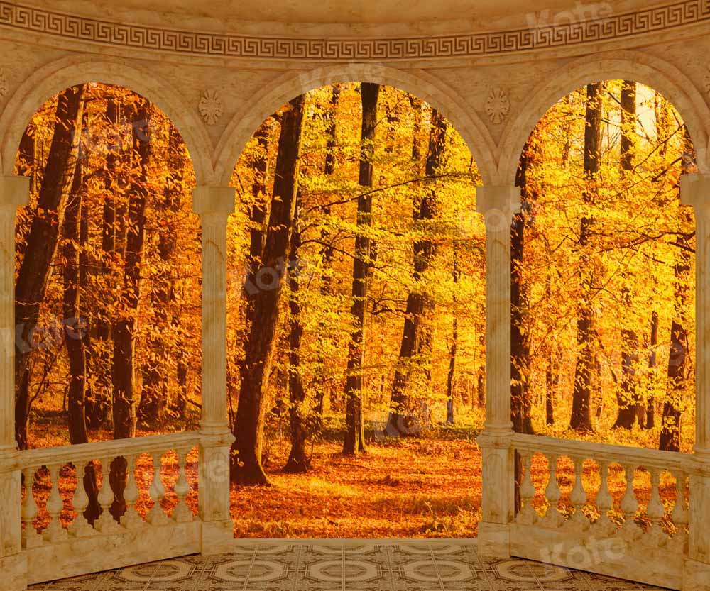 Kate Fall Deciduous Woods Backdrop Yelllo Leaves Roman Designed by Chain Photography - Kate Backdrop AU