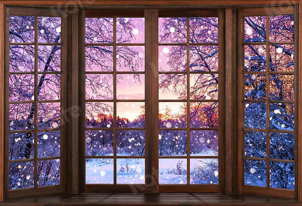 Kate Winter Christmas Night Backdrop French Window Designed by Chain Photography - Kate Backdrop AU