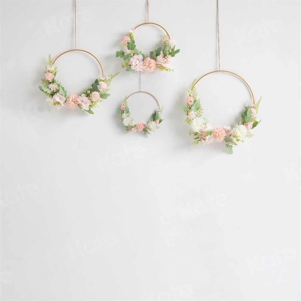 Kate Boho Flowers Backdrop White Wall Wreath for Photography