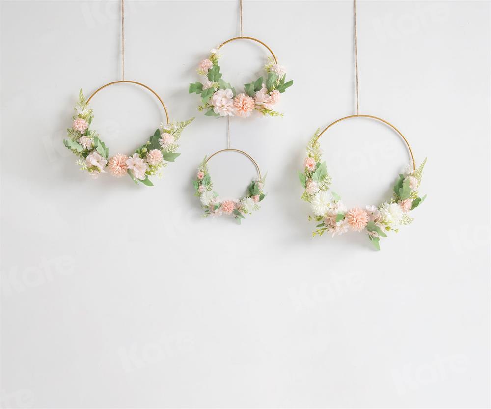 Kate Boho Flowers Backdrop White Wall Wreath for Photography - Kate Backdrop AU