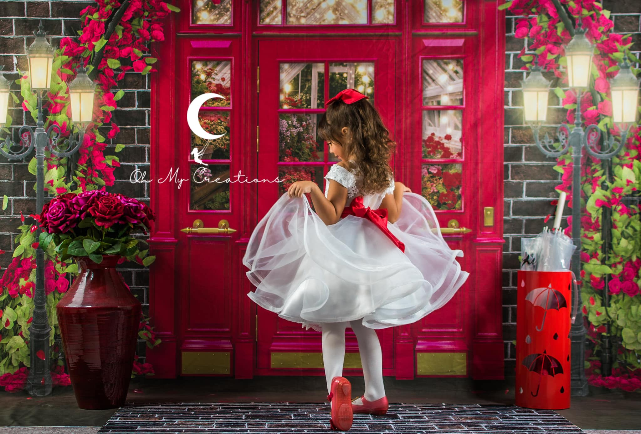 Kate Valentine's Day Store Backdrop Downtown Red for Photography