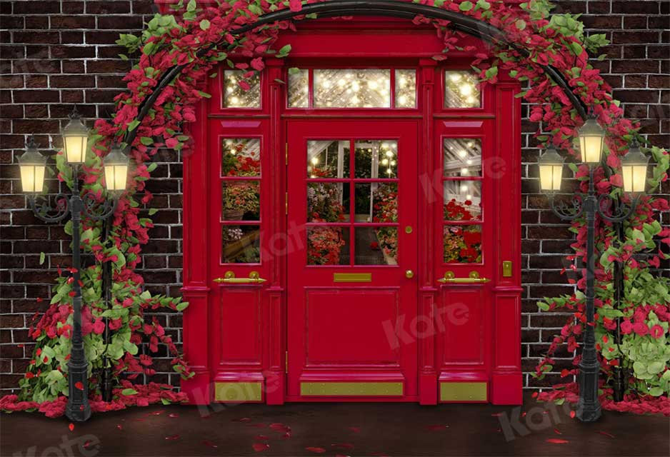 Kate Valentine's Day Store Backdrop Downtown Red for Photography