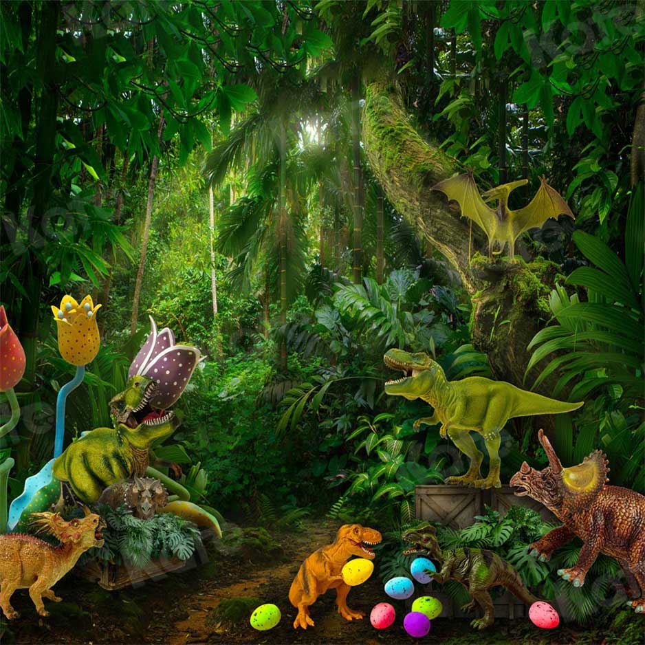 Kate Jungle Dinosaur Backdrop Green for Photography