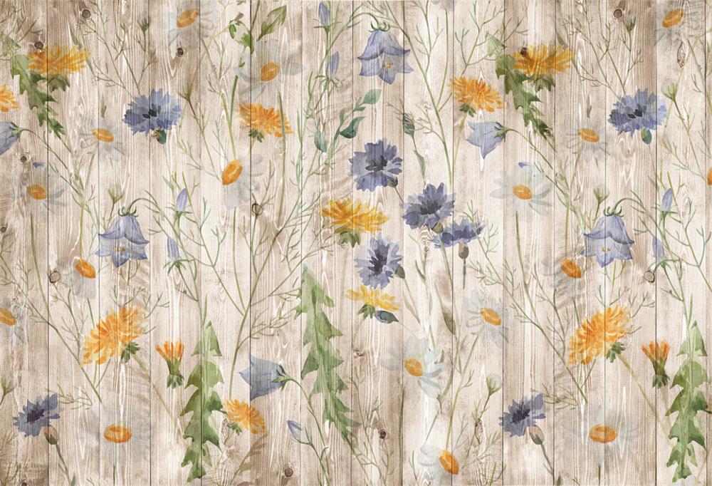 Kate Flowers Wood Stripes Backdrop Chrysanthemum for Photography - Kate Backdrop AU