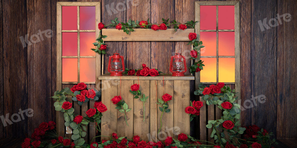 Kate Valentine's Day Backdrop Rose Wooden House Designed by Emetselch