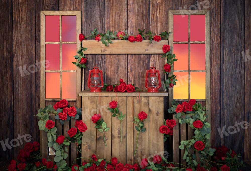 Kate Valentine's Day Backdrop Rose Wooden House Designed by Emetselch