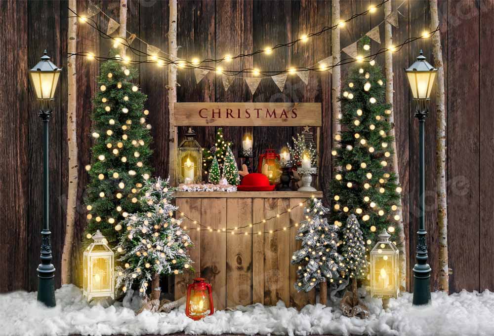 Kate Christmas Winter Backdrop Wood Grain Snow Designed by Emetselch