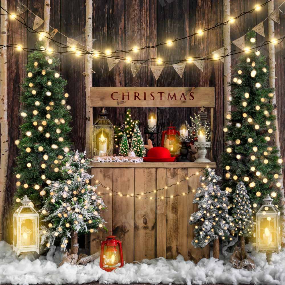 Kate Christmas Winter Backdrop Wood Grain Snow Designed by Emetselch