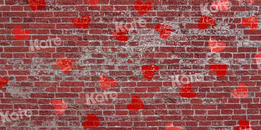 Kate Red Brick Wall Backdrop Heart Shaped Romantic Designed by Chain Photography
