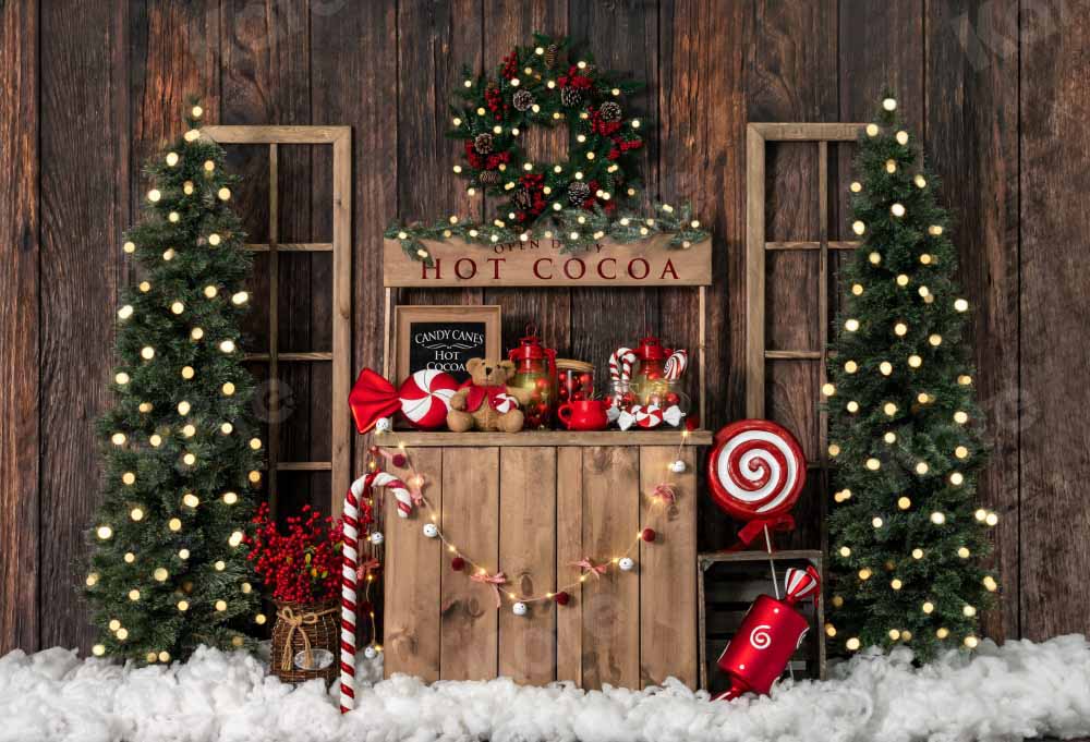 Kate Christmas Tree Backdrop Winter Hot Cocoa Designed by Emetselch - Kate Backdrop AU
