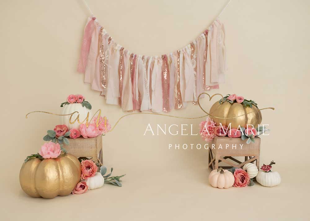 Kate White Gold Pumpkin Backdrop Designed By Angela Marie Photography - Kate Backdrop AU