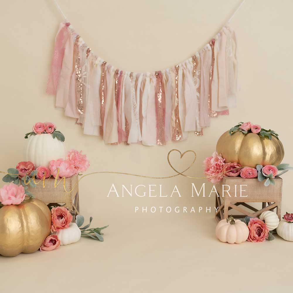 Kate White Gold Pumpkin Backdrop Designed By Angela Marie Photography - Kate Backdrop AU