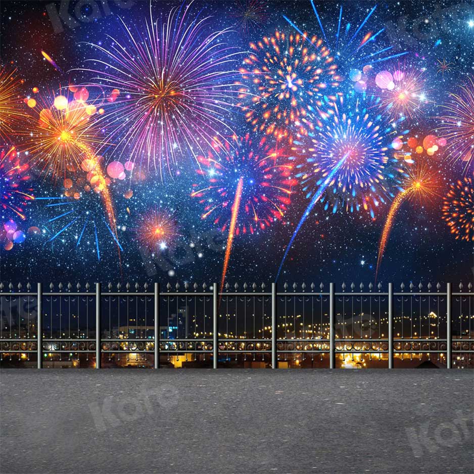 Kate City fireworks Backdrop Winter New Year for Photography