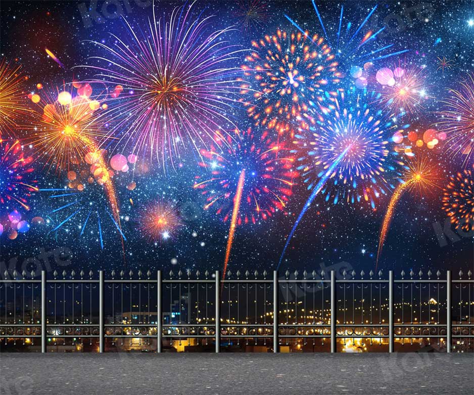 Kate City fireworks Backdrop Winter New Year for Photography - Kate Backdrop AU