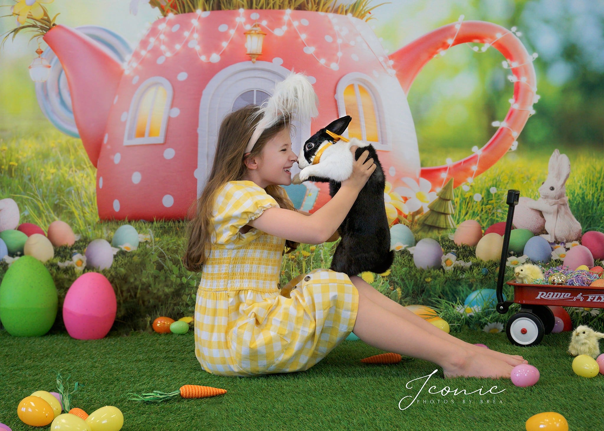 Kate Spring Backdrop Easter Day Cake Smash Teapot for Photography