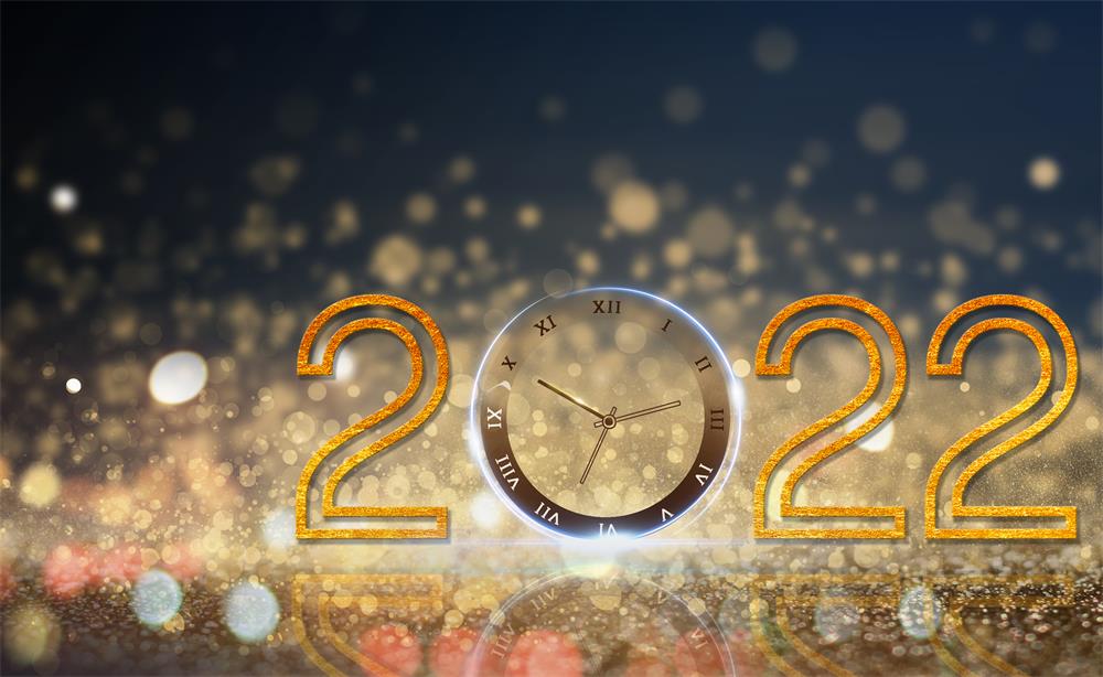Kate Happy New Year Backdrop Golden 2022 Clock Backdrops