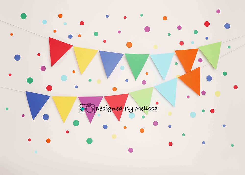 Kate Colorful Rainbow Birthday Backdrop Banner Designed by Melissa King - Kate Backdrop AU