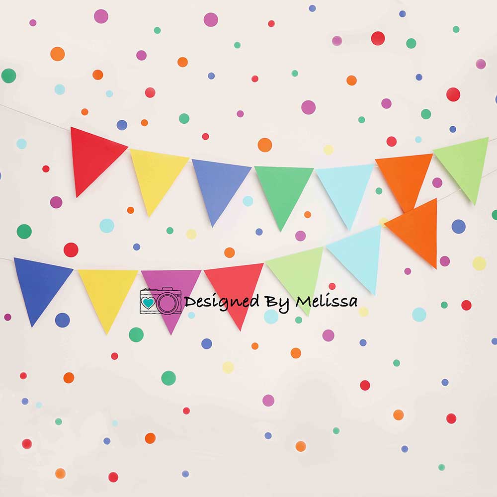 Kate Colorful Rainbow Birthday Backdrop Banner Designed by Melissa King