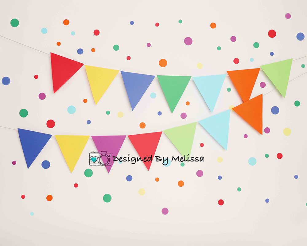 Kate Colorful Rainbow Birthday Backdrop Banner Designed by Melissa King