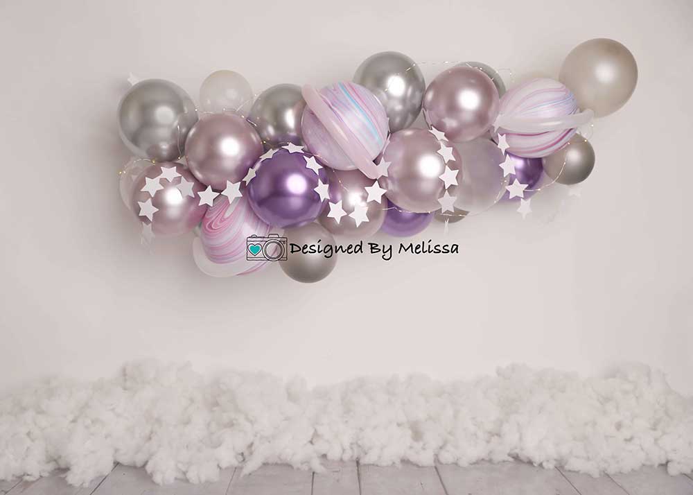 Kate Metallic Balloon Backdrop Garland Space Clouds Designed by Melissa King