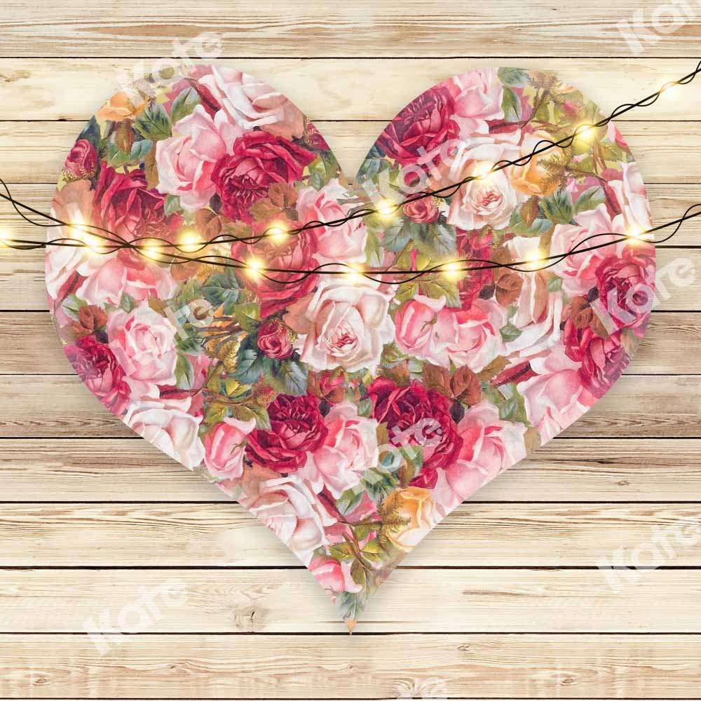 Kate Valentine's day Backdrop Heart-shaped Flowers Board Designed by Chain Photography - Kate Backdrop AU