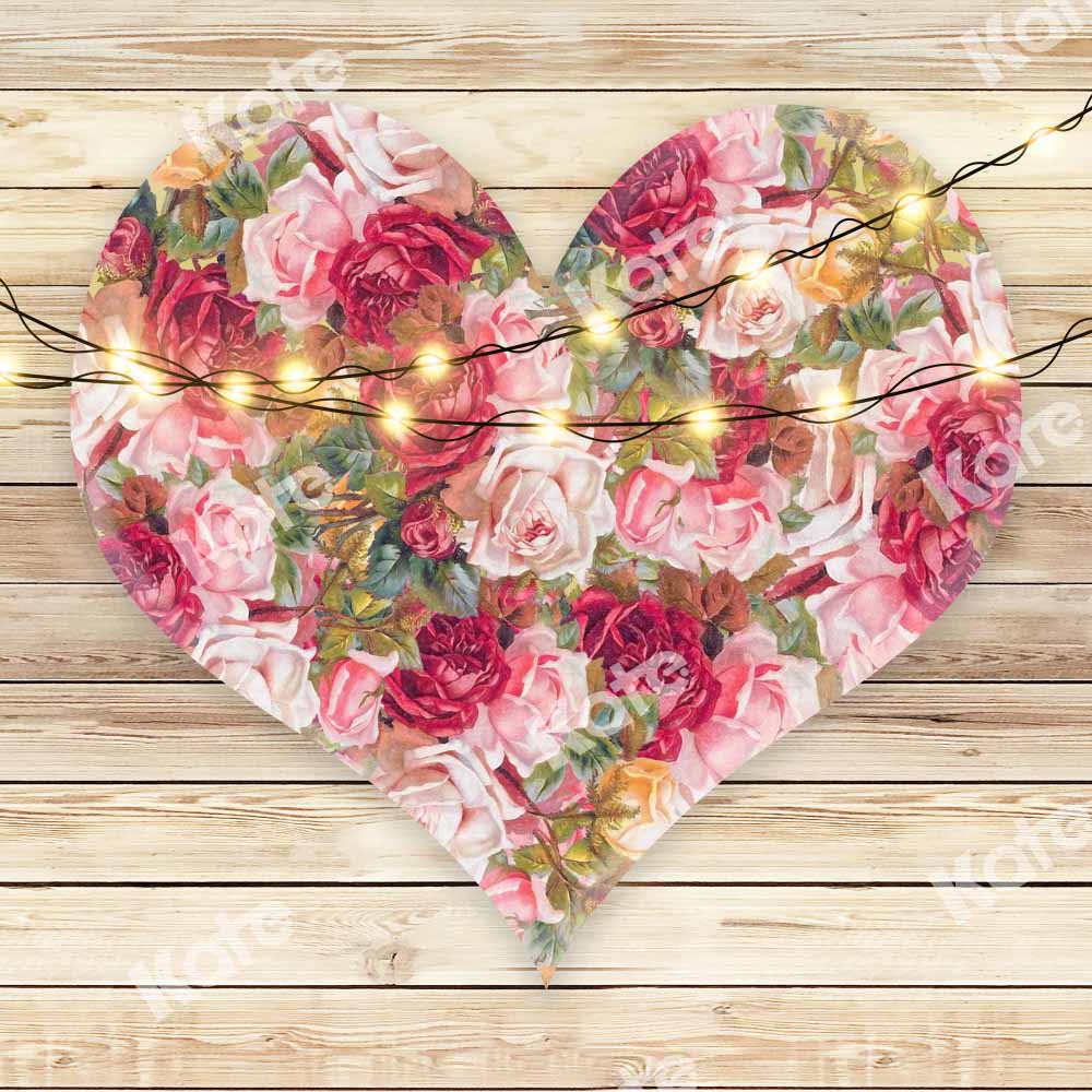 Kate Valentine's day Backdrop Heart-shaped Flowers Board Designed by Chain Photography