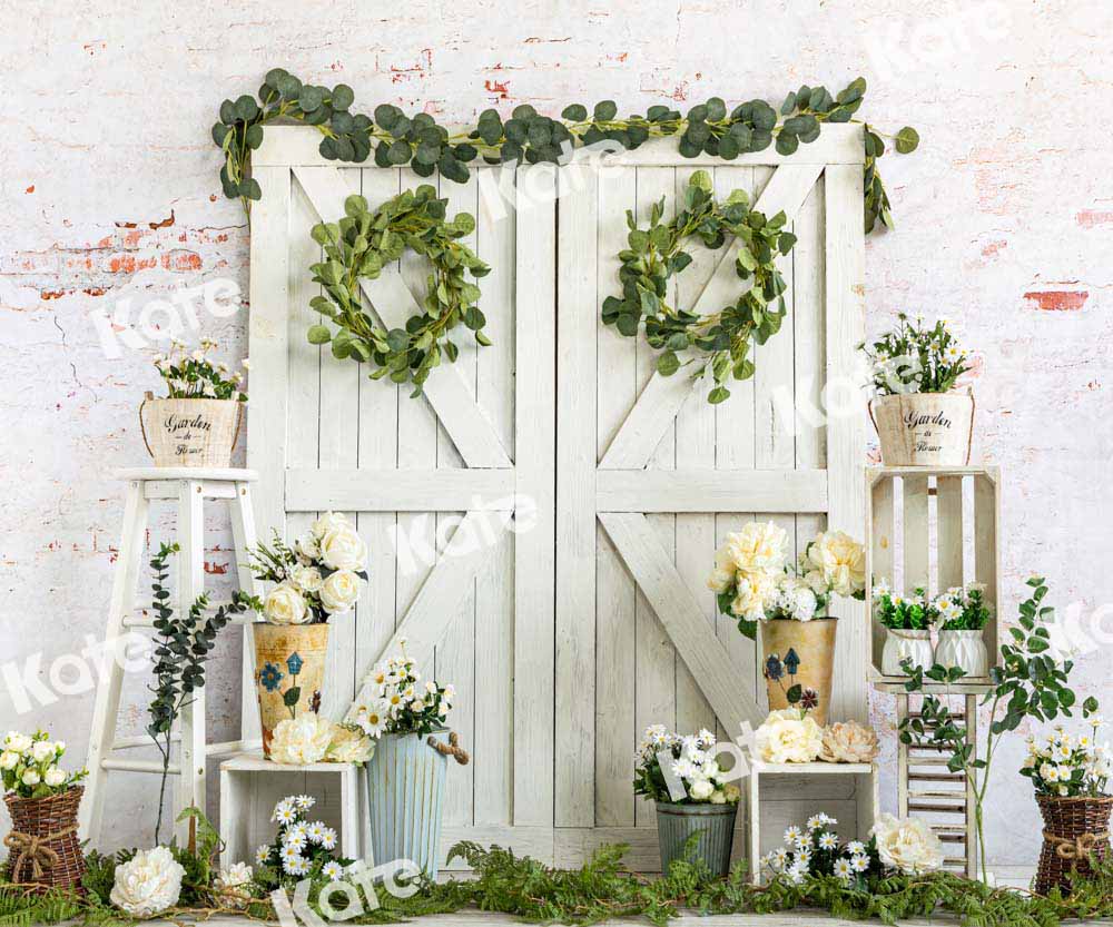 Kate White Barn Door Backdrop Flowers Spring Designed by Emetselch