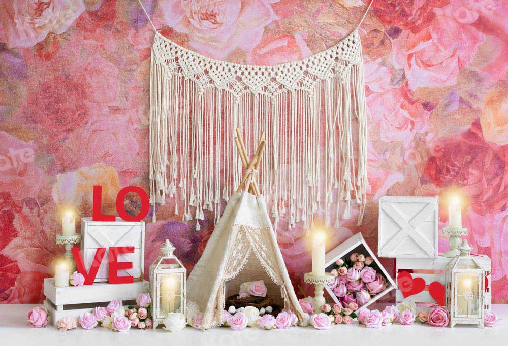 Kate Valentine's Day Tent Backdrop Pink Love Designed by Emetselch - Kate Backdrop AU