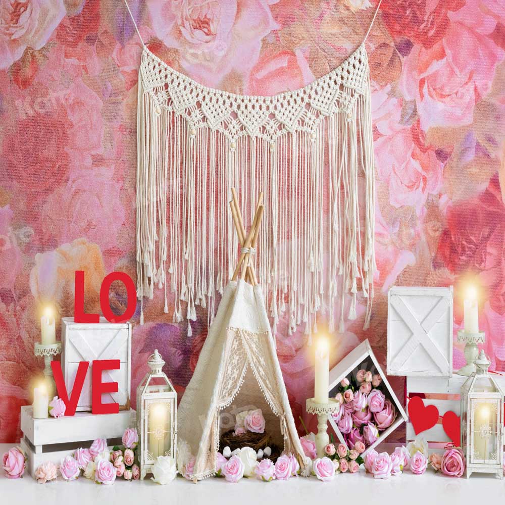 Kate Valentine's Day Tent Backdrop Pink Love Designed by Emetselch - Kate Backdrop AU