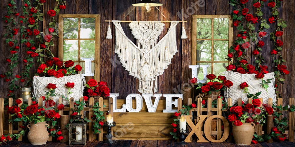 Kate Valentine's Day Backdrop Boho Spring Window Rose Designed by Emetselch - Kate Backdrop AU