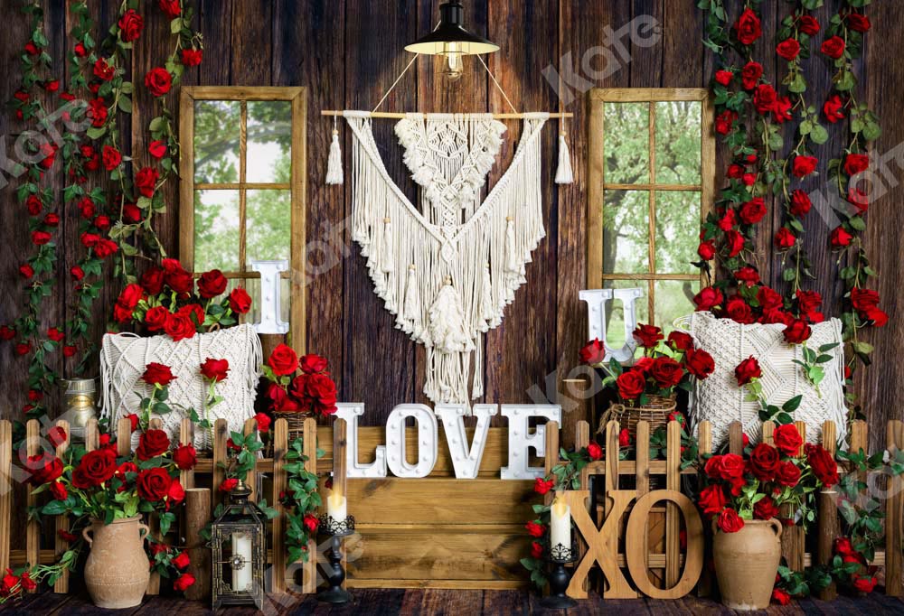Kate Valentine's Day Backdrop Boho Spring Window Rose Designed by Emetselch - Kate Backdrop AU
