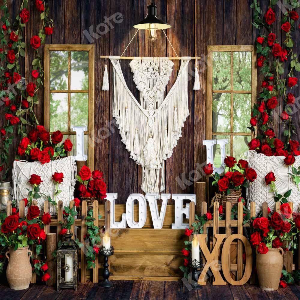 Kate Valentine's Day Backdrop Boho Spring Window Rose Designed by Emetselch - Kate Backdrop AU