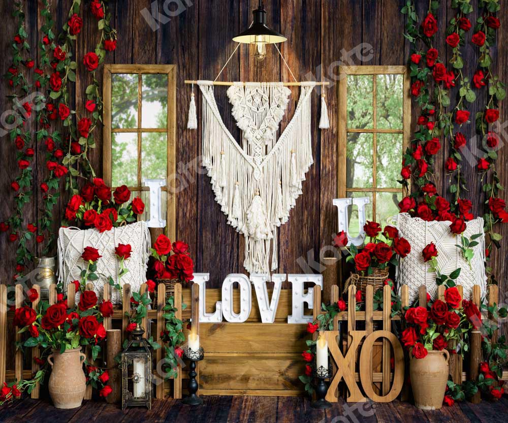 Kate Valentine's Day Backdrop Boho Spring Window Rose Designed by Emetselch - Kate Backdrop AU