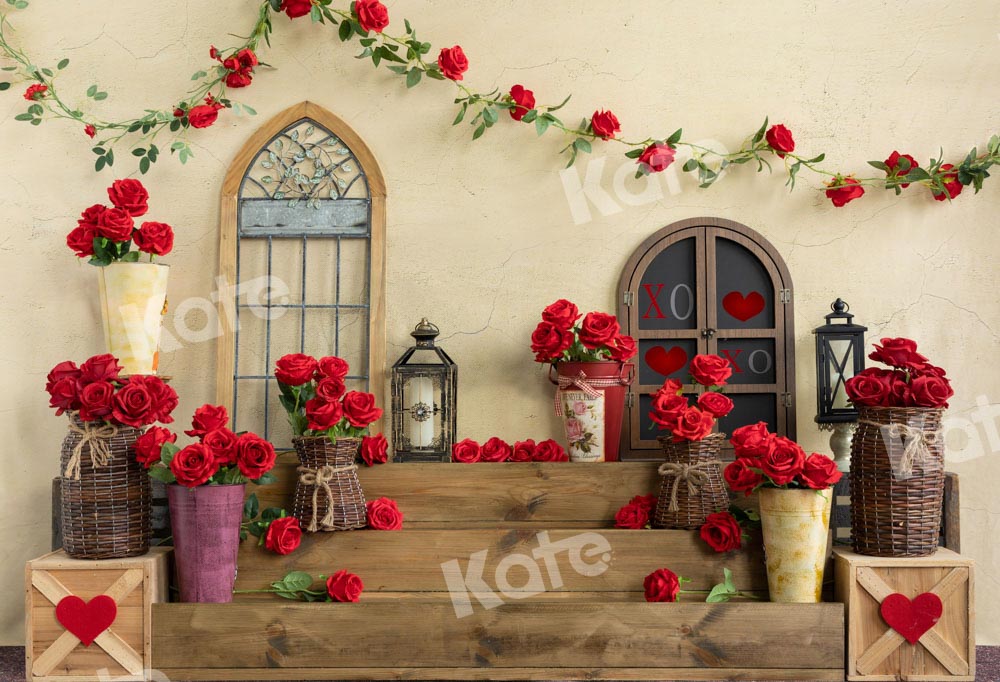 Kate Romantic Valentine's Day Backdrop Rose Steps Designed by Emetselch - Kate Backdrop AU