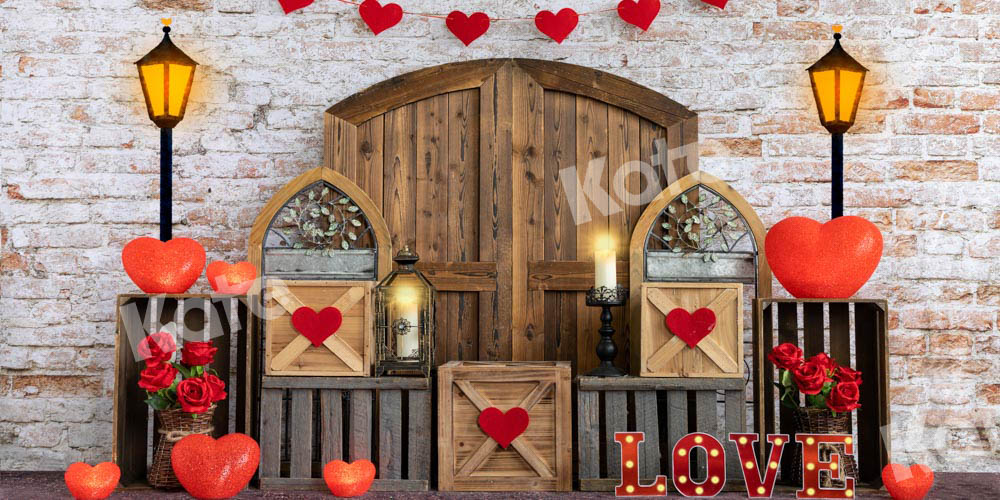Kate Love Valentine's Day Backdrop Barn Door Designed by Emetselch - Kate Backdrop AU