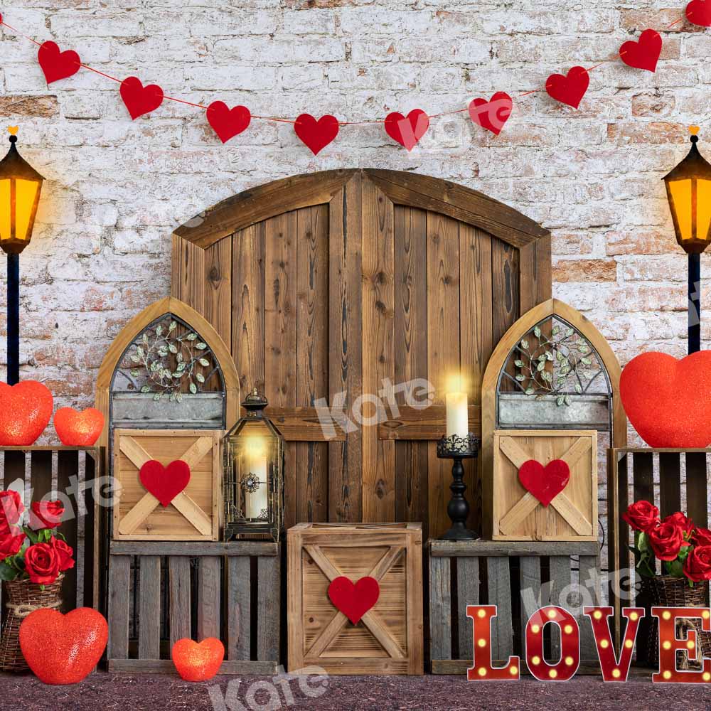 Kate Love Valentine's Day Backdrop Barn Door Designed by Emetselch - Kate Backdrop AU