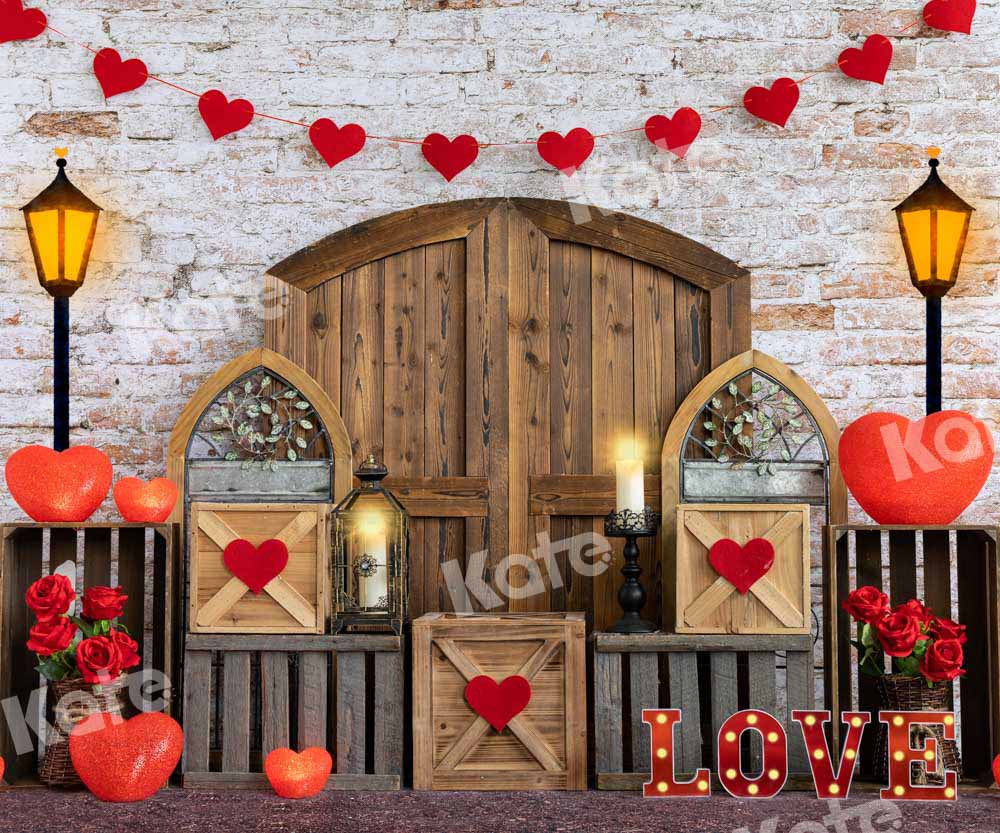 Kate Love Valentine's Day Backdrop Barn Door Designed by Emetselch - Kate Backdrop AU