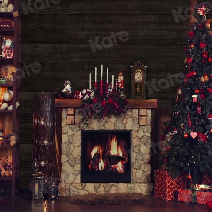 Kate Christmas Gift Tree Backdrop Fireplace for Photography - Kate Backdrop AU