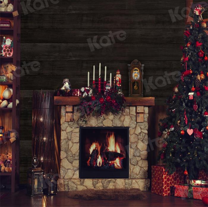 Kate Christmas Gift Tree Backdrop Fireplace for Photography