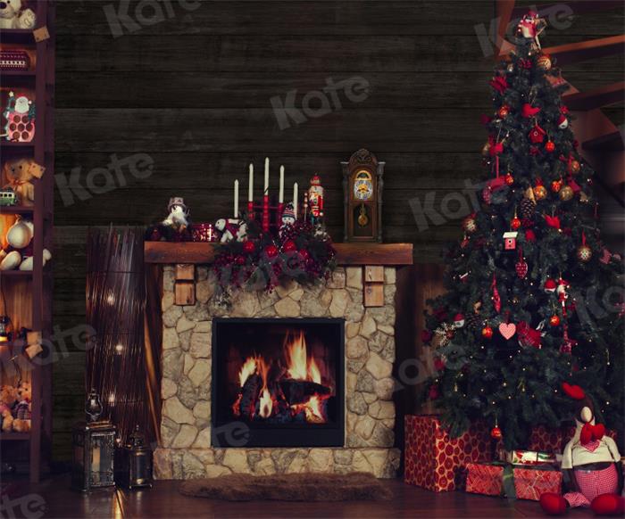 Kate Christmas Gift Tree Backdrop Fireplace for Photography - Kate Backdrop AU