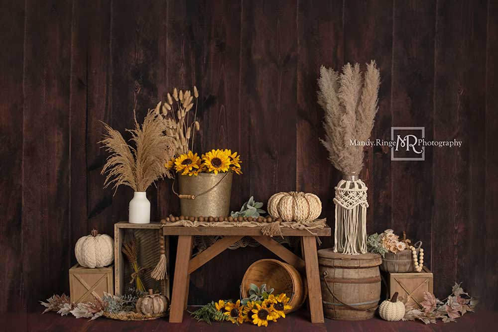 Kate Boho Backdrop Autumn  Sunflowers Vintage Designed by Mandy Ringe Photography