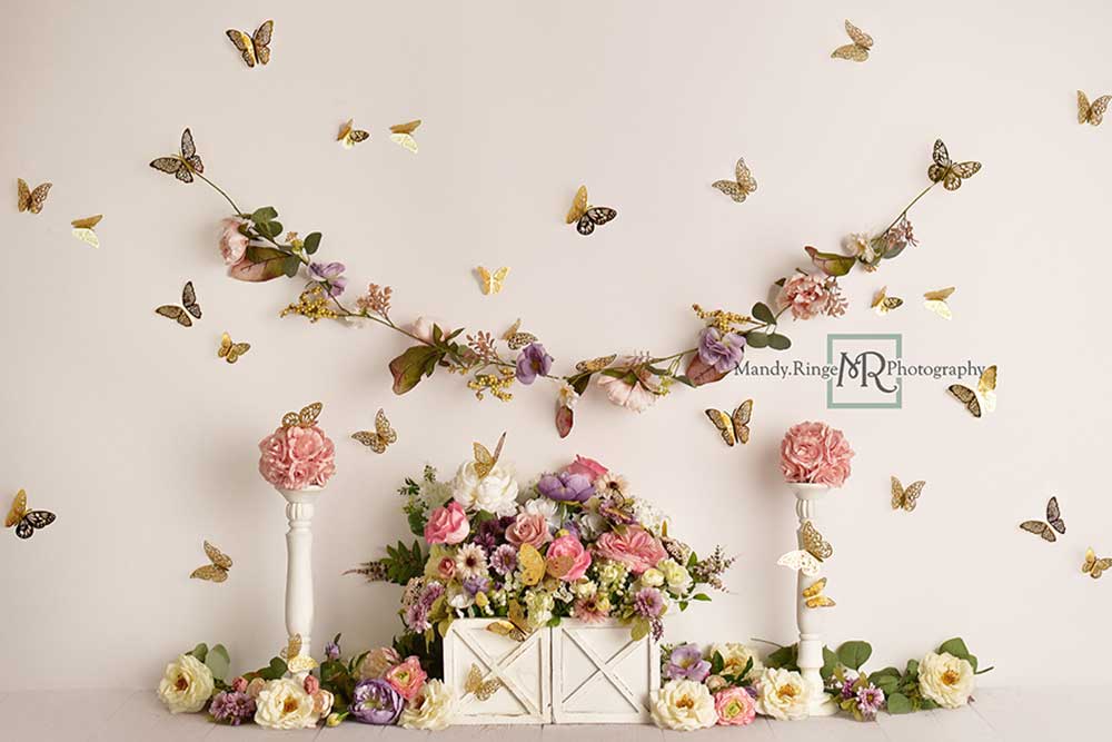Kate Spring Backdrop Butterfly Garden Designed by Mandy Ringe Photography
