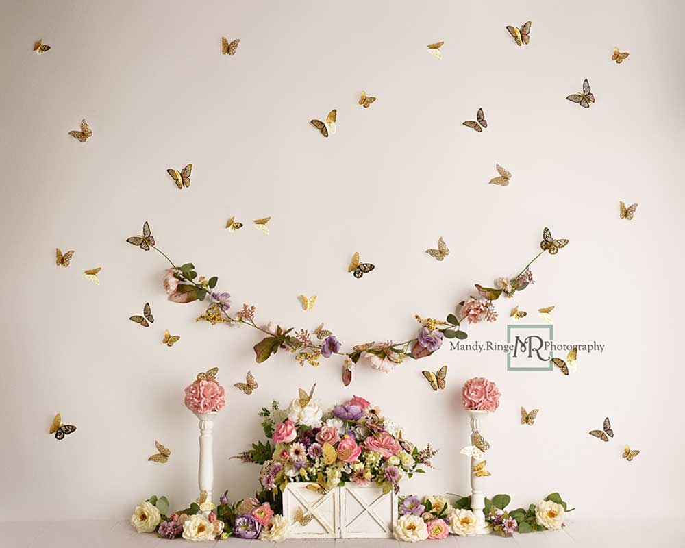 Kate Spring Backdrop Butterfly Garden Designed by Mandy Ringe Photography