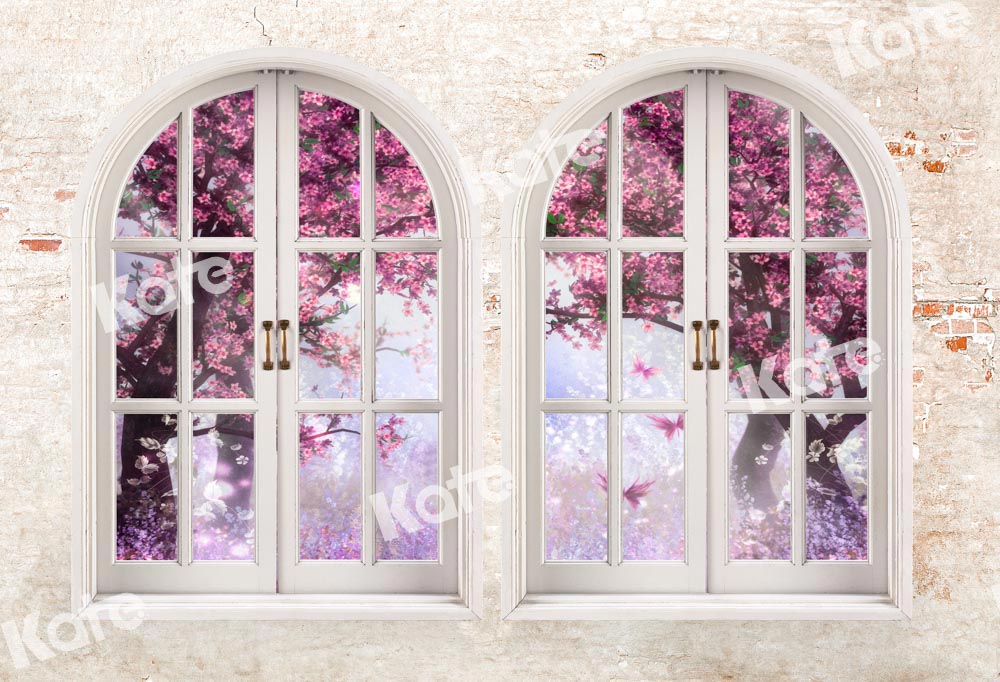 Kate Spring Flowers Backdrop Outside Window Designed by Chain Photography