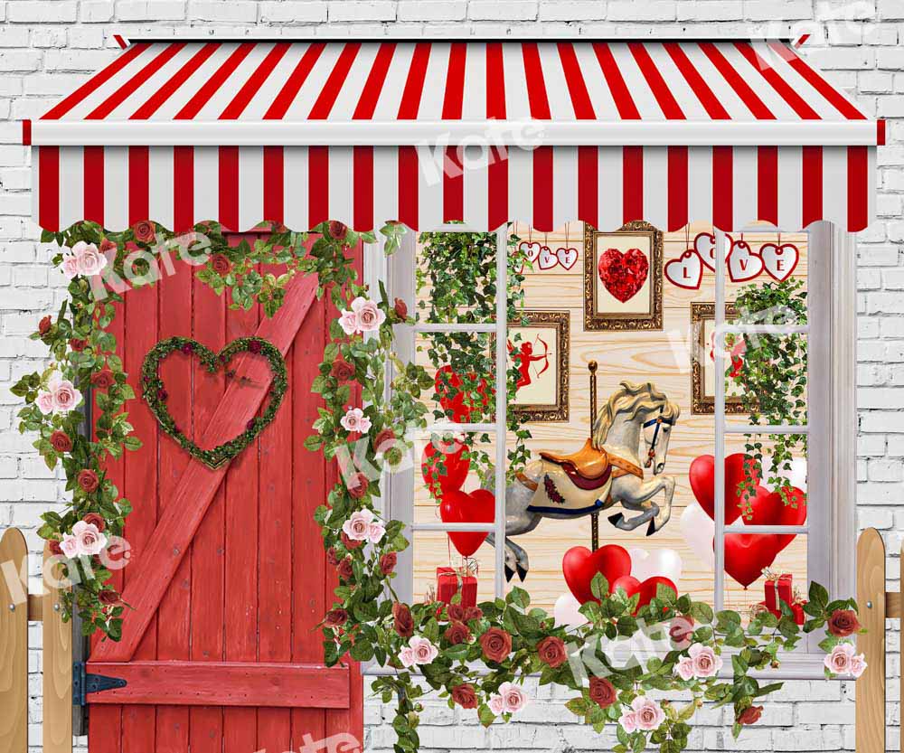 Kate Valentine's Day Backdrop Cupid Store Horse Designed by Chain Photography