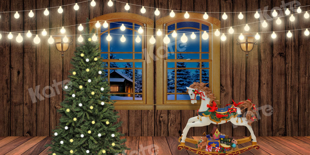 Kate Trojan Christmas Backdrop Wooden House Window Designed by Chain Photography - Kate Backdrop AU