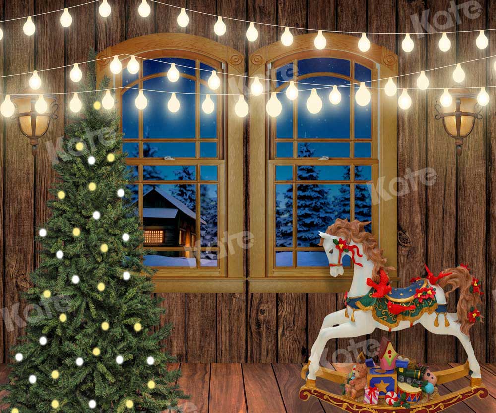 Kate Trojan Christmas Backdrop Wooden House Window Designed by Chain Photography - Kate Backdrop AU